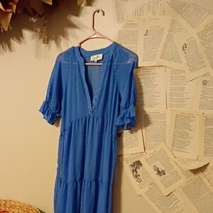 Lovely Blue Sheer Dress Or Swim Coverup